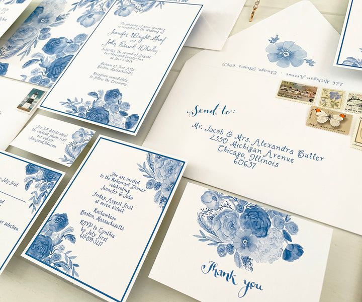 Floral Chinoiserie Wedding Invitation