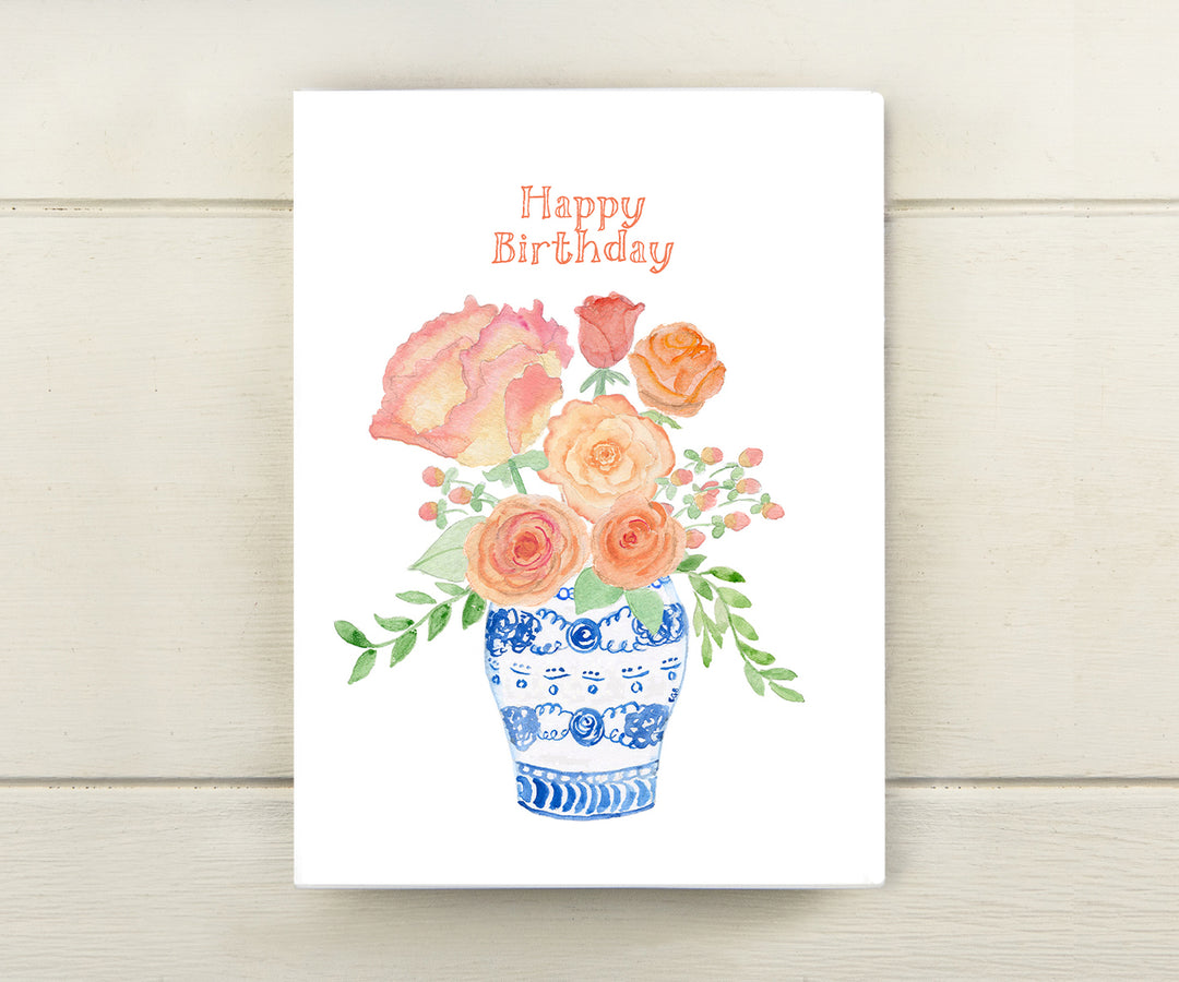 Ginger Jar Bouquet Birthday Card