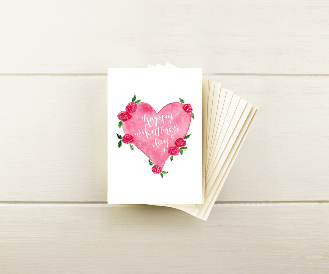 Heart with Roses Valentine Note Cards