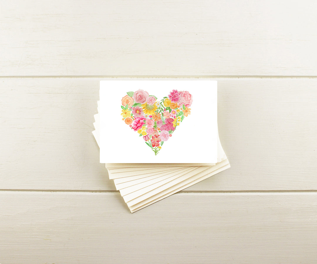 Heart Bouquet Floral note cards