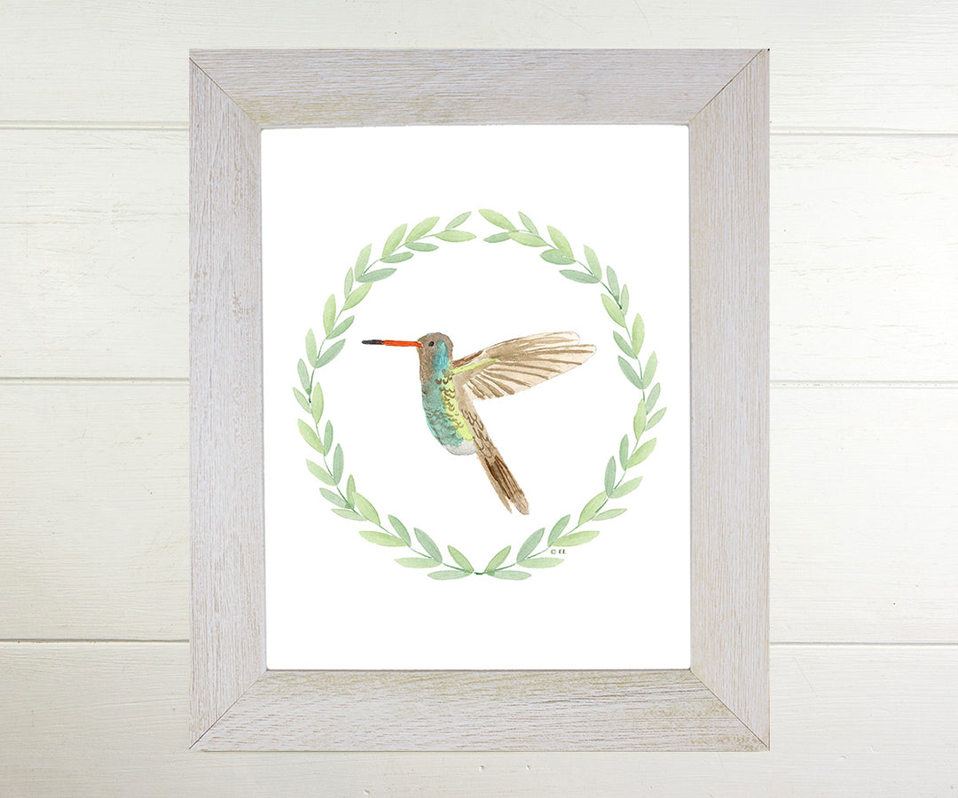 Hummingbird Wreath Print