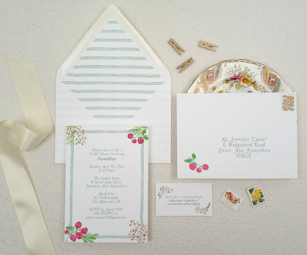 Cherry Blossom & Raspberry Invitation