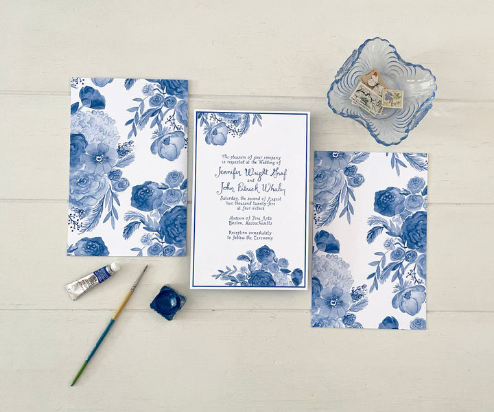 Floral Chinoiserie Wedding Invitation