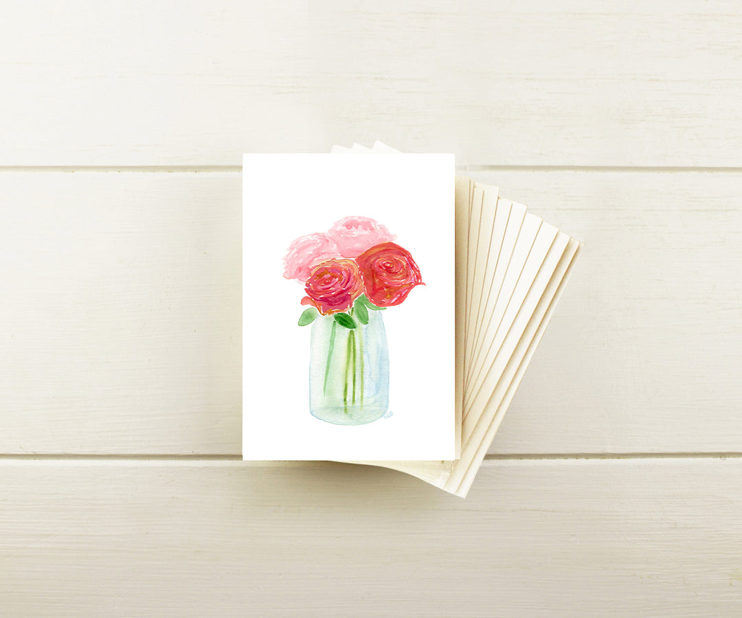 Jar of Roses Valentine Note Cards