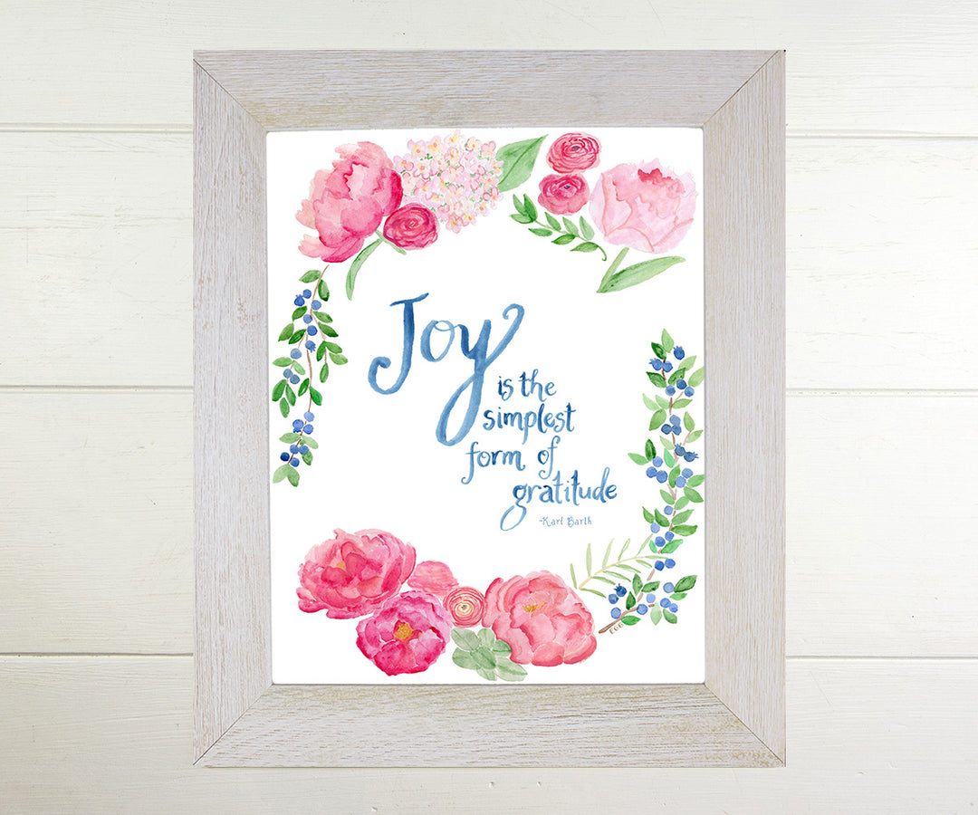 Joy Quote with Peonies Print