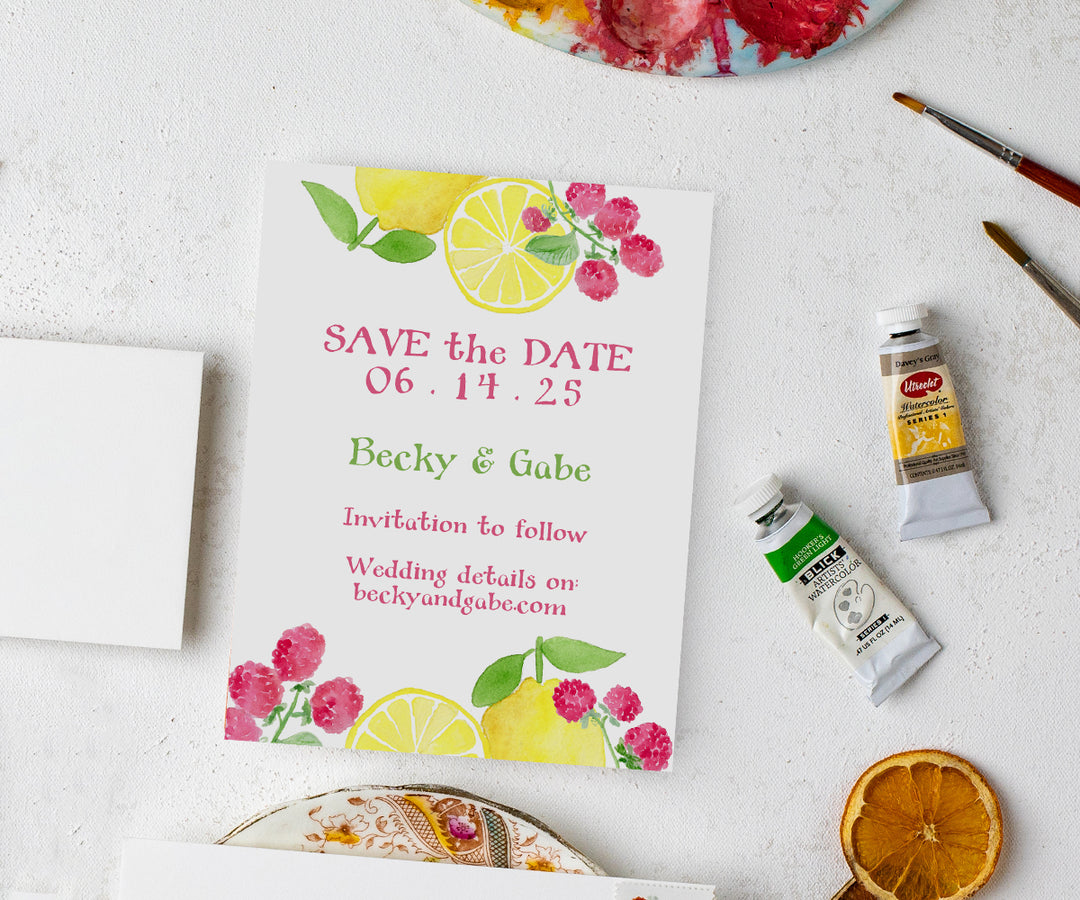 Lemon Raspberry Save the Date