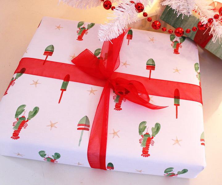 Lobster Holiday 2-Sided Gift Wrap