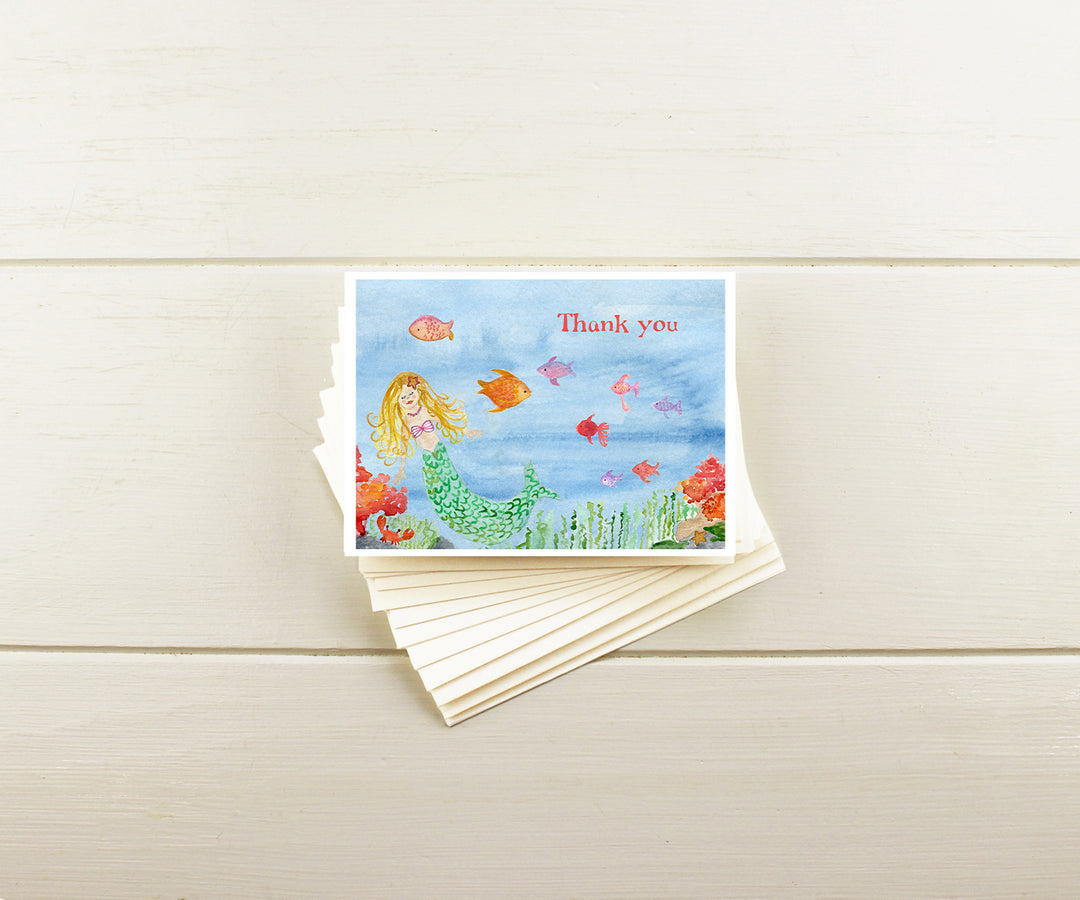 Mermaid Thank You Note Cards