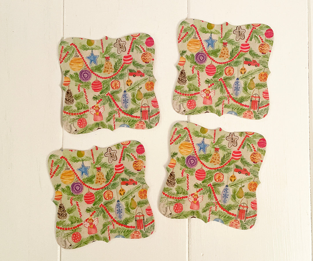 Merry Ornaments coasters set