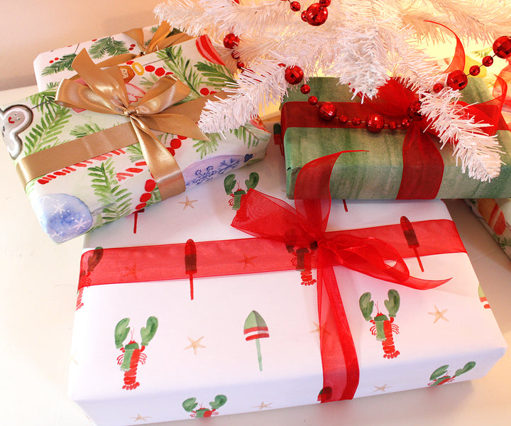 Lobster Holiday 2-Sided Gift Wrap