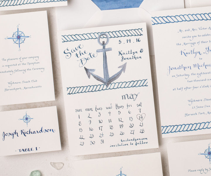 Nautical Rope Calendar Save the Date