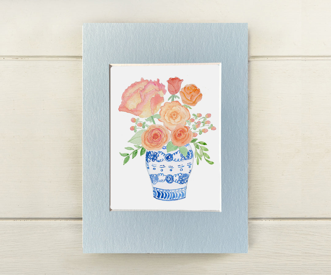 Peach Ginger Jar Bouquet Mini Print