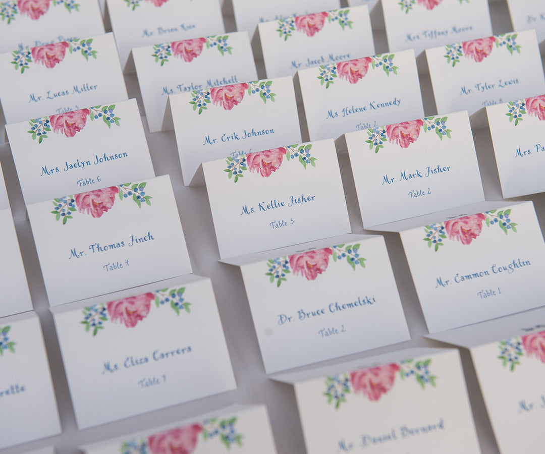 Peony blueberry place card photo by Brea McDonald