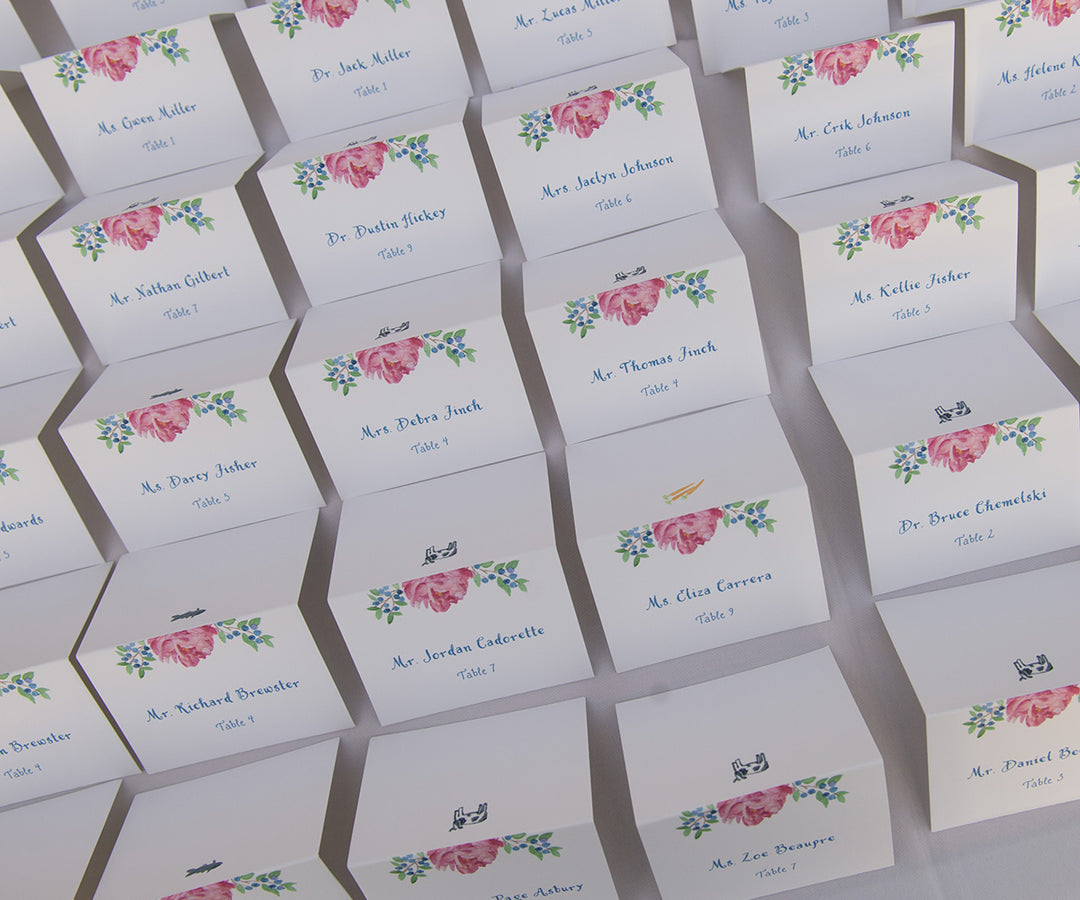 Peony blueberry place card photo by Brea McDonald