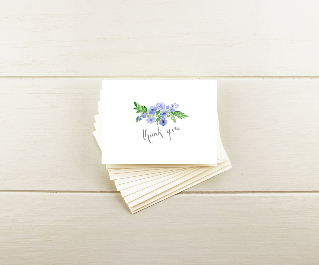 Periwinkle Bouquet Thank You Note Cards