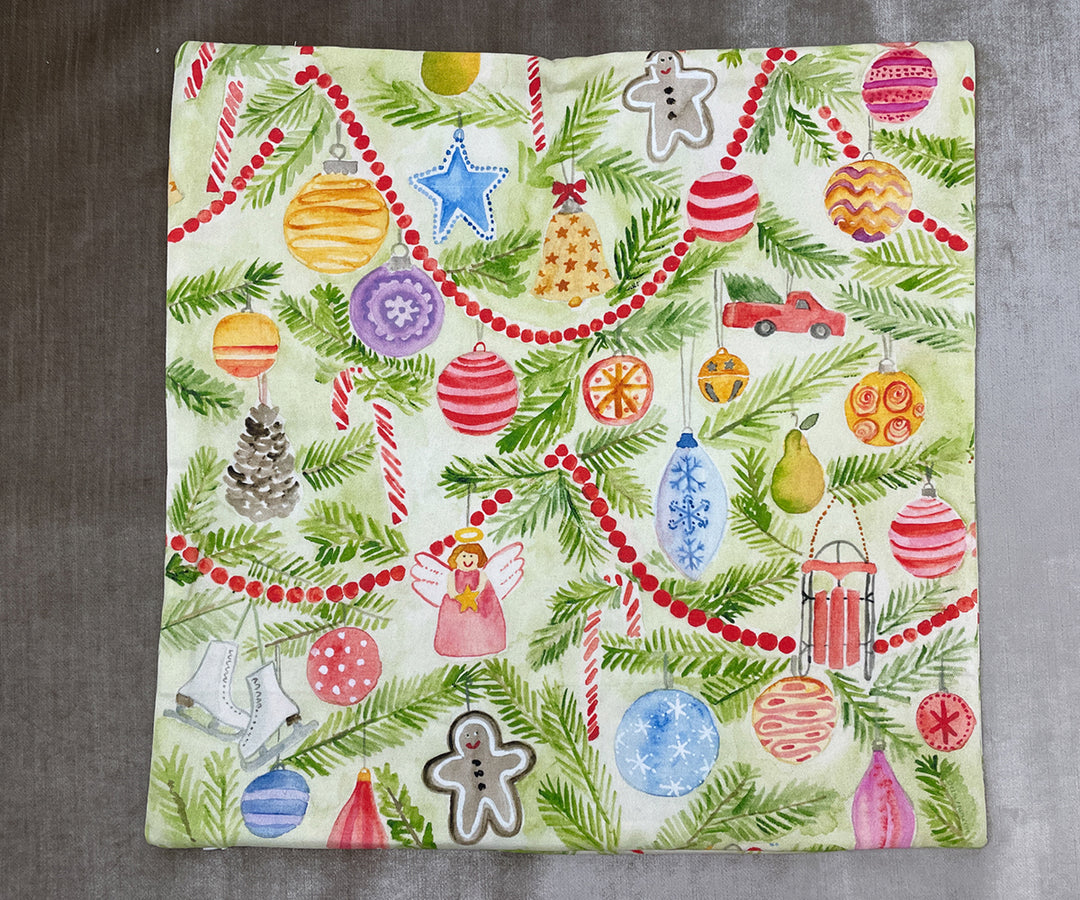 Merry ornaments pillow cover