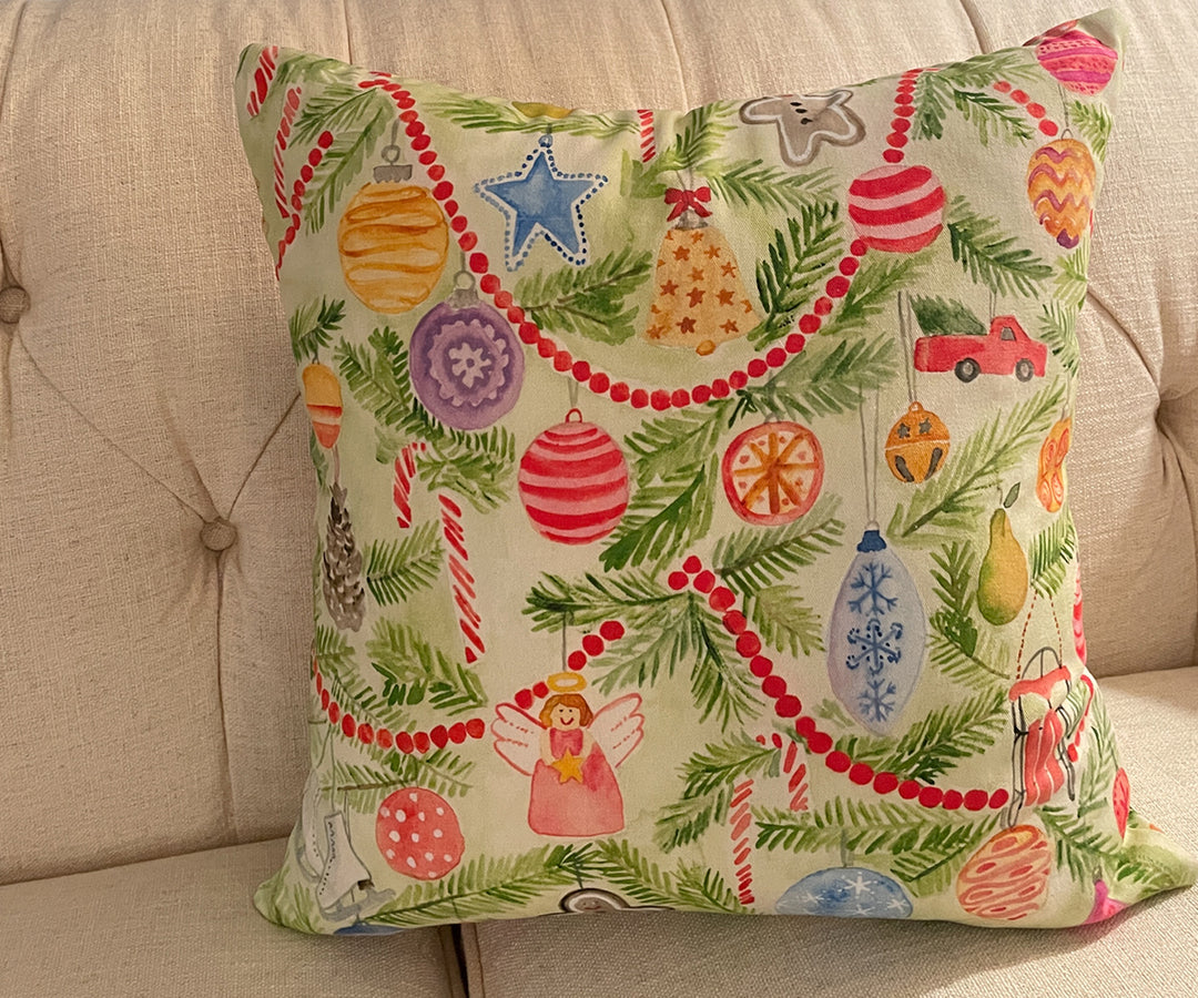 Merry ornaments pillow cover