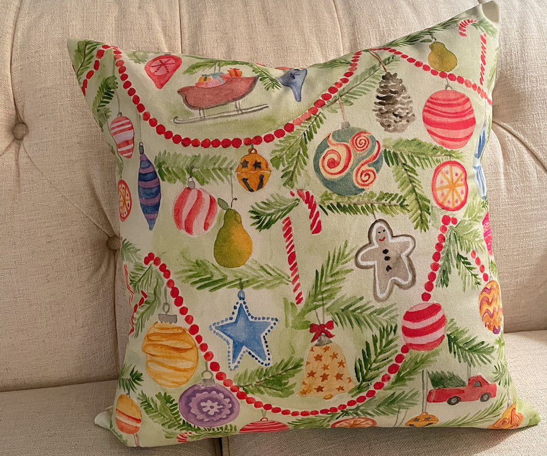 Merry ornaments pillow cover