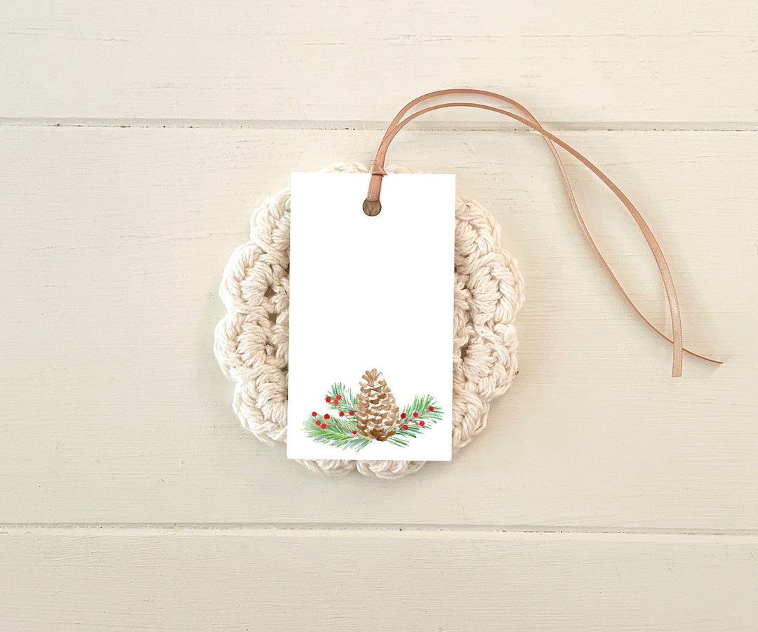 Pine cone and Berries Holiday Gift Tags