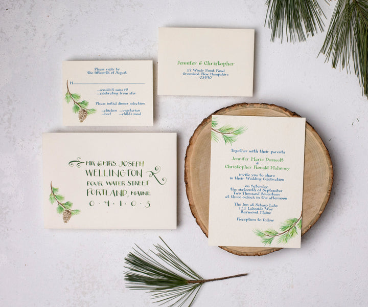 Pine Bough Wedding invitation