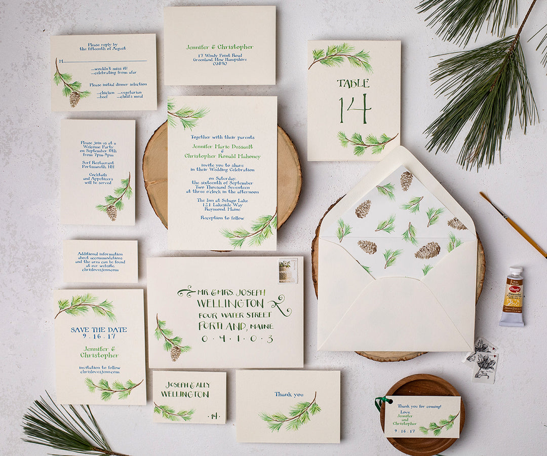 Pine Bough Wedding invitation