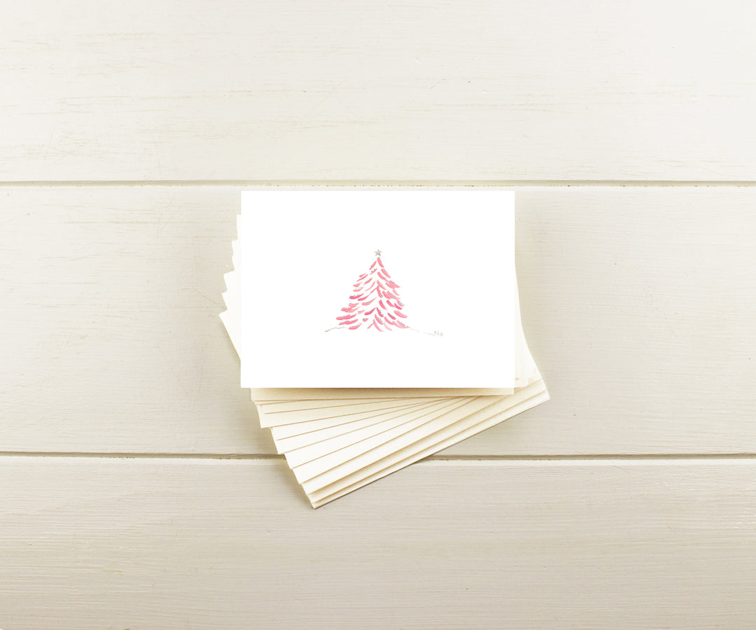 Pink Tree Holiday Note Cards