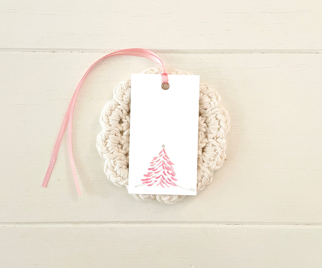 Pink Tree Holiday Gift Tags