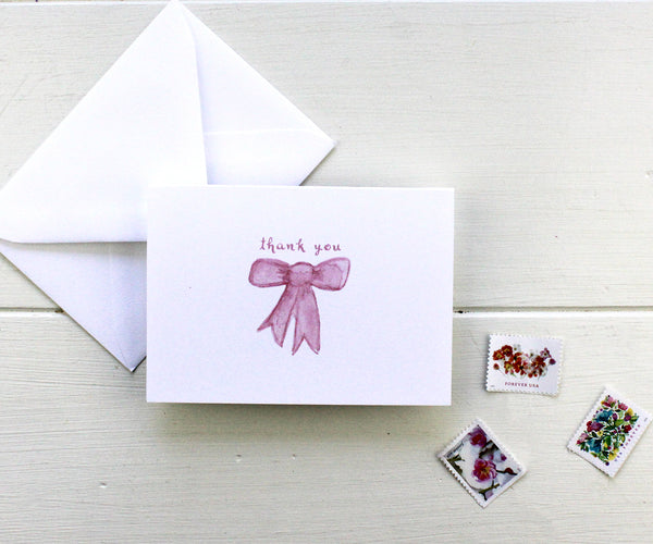 Pink Bow Thank You Note Cards