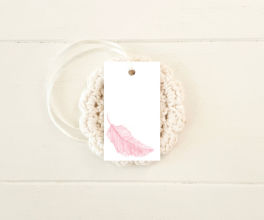 Pink Feather Gift Tags