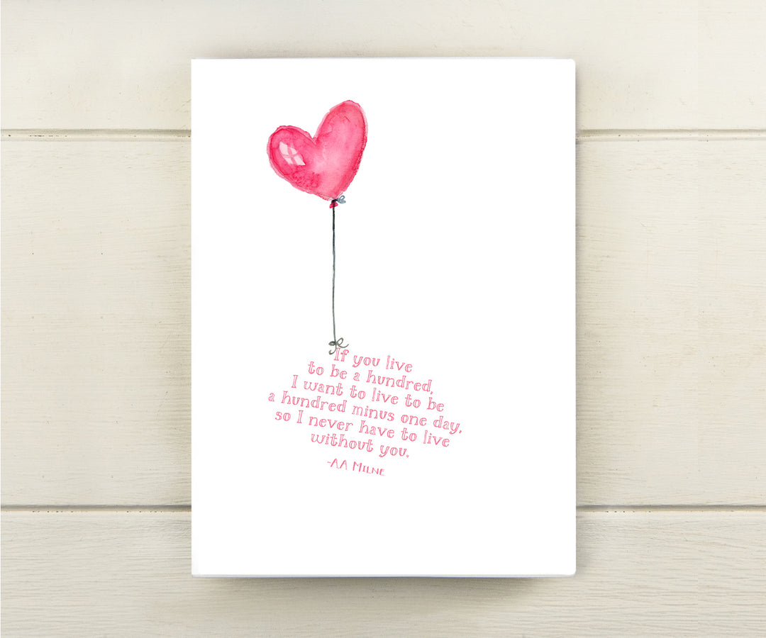 Pooh Heart Balloon Quote Card