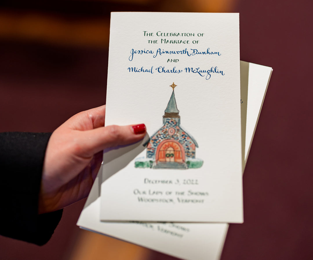 custom church painting wedding ceremony program