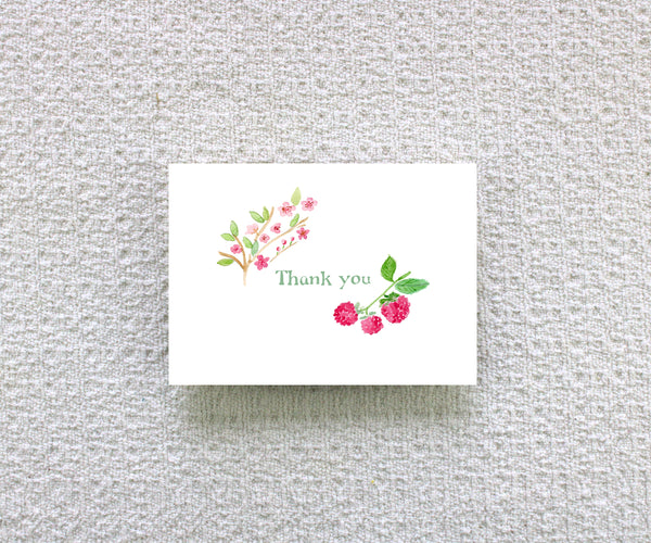 Cherry Blossom & Raspberry Thank You Note