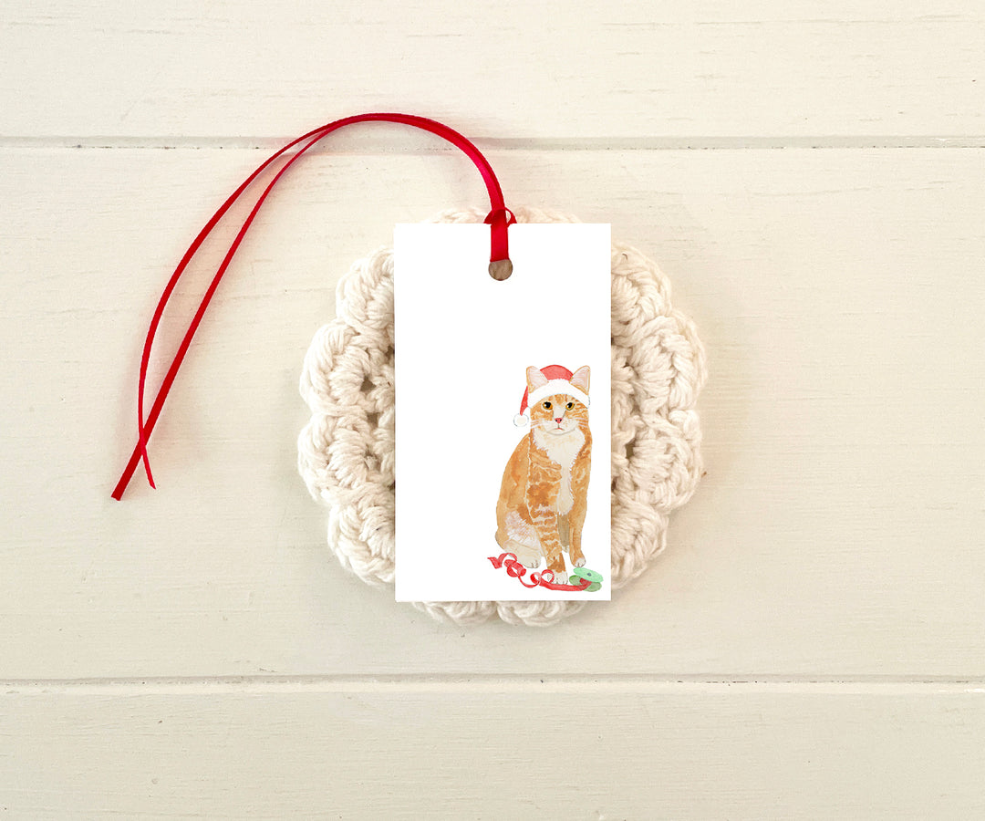 Ribbon kitty holiday gift tags