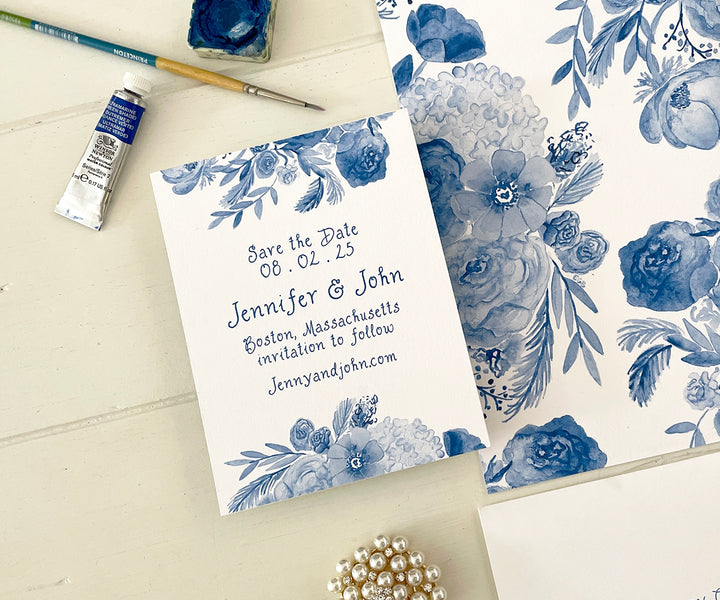 Floral Chinoiserie Save the Date