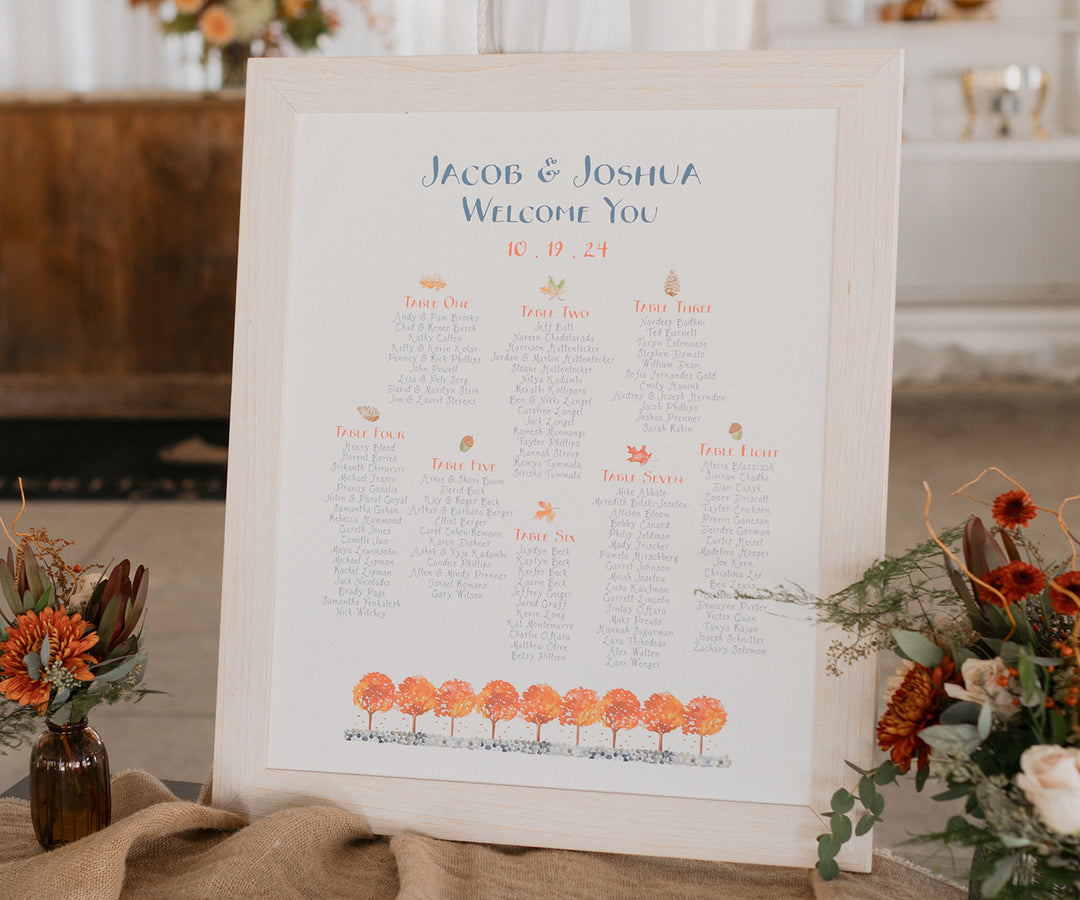 Foliage trees seating chart photo by Alisha Tova