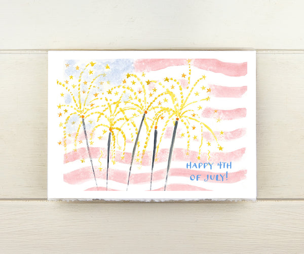 Sparklers and Flag 4th of July card