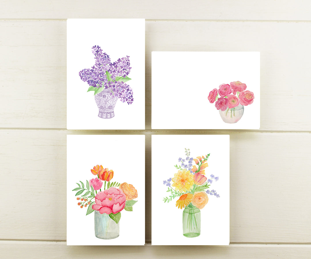 Spring bouquets note cards