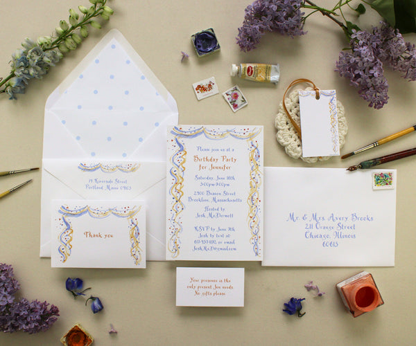 Confetti and Streamers invitation