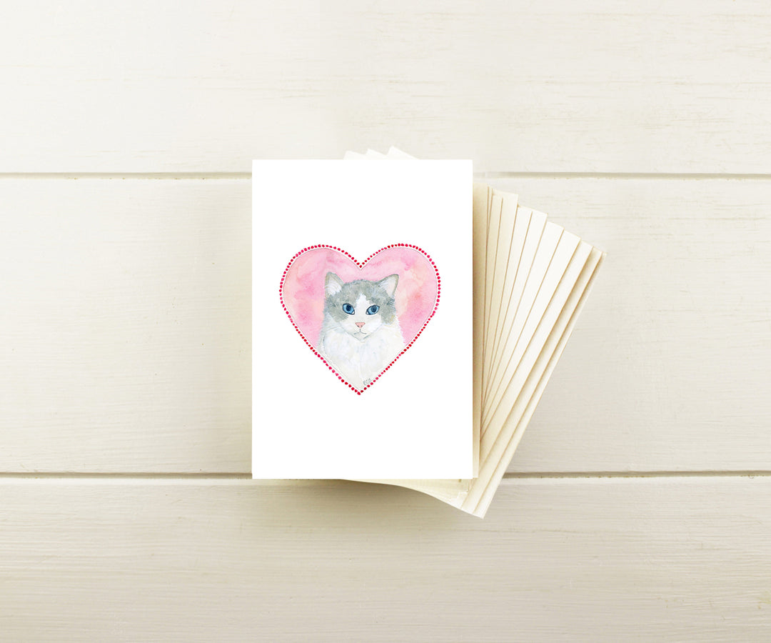 Sweet Kitty Valentine Note Cards