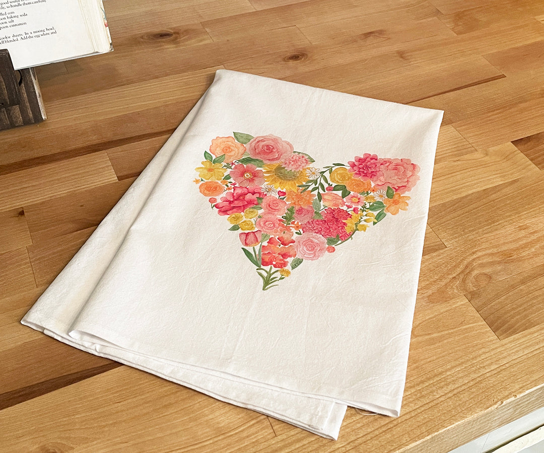 Heart Bouquet Tea Towel