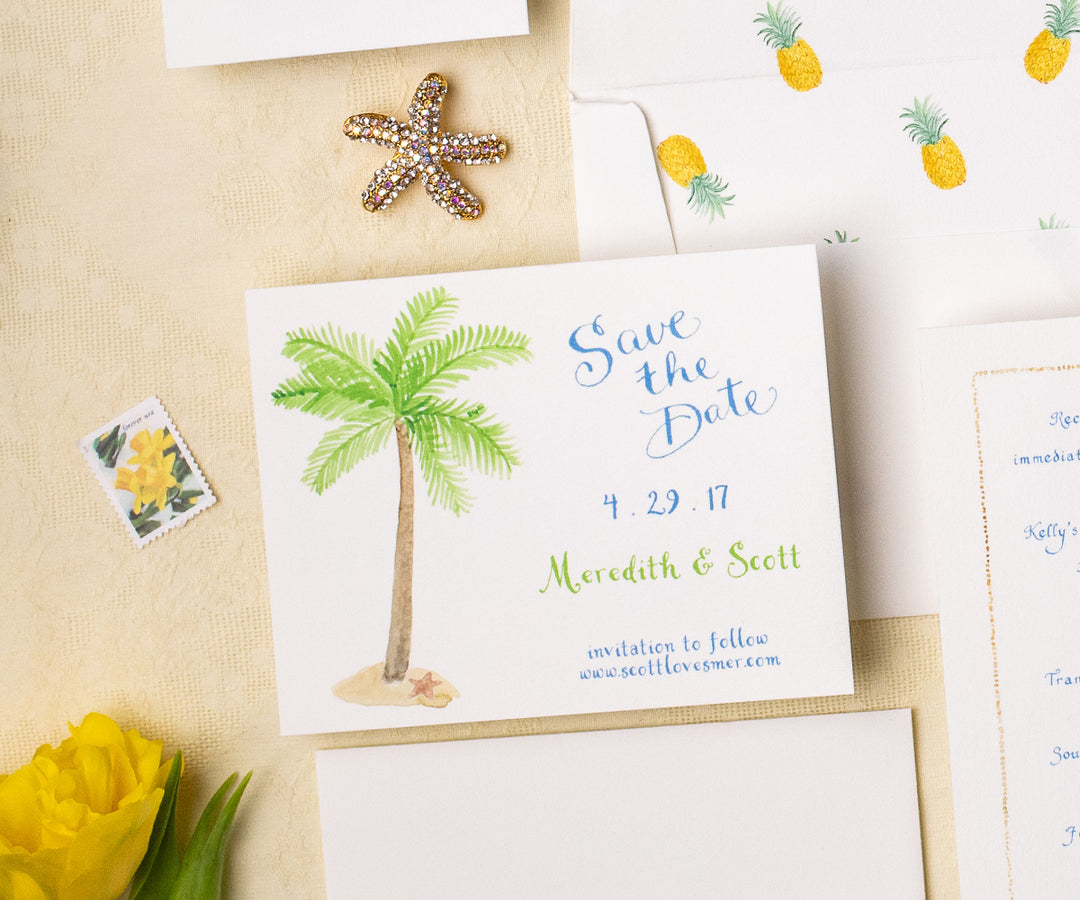 Tropical Melange Palm Tree Save the Date