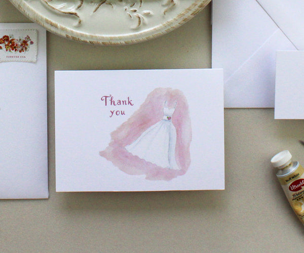 Wedding Dress Thank You Note Cards