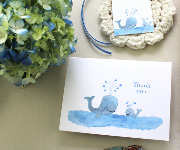 Blue Whale Thank You Note Cards