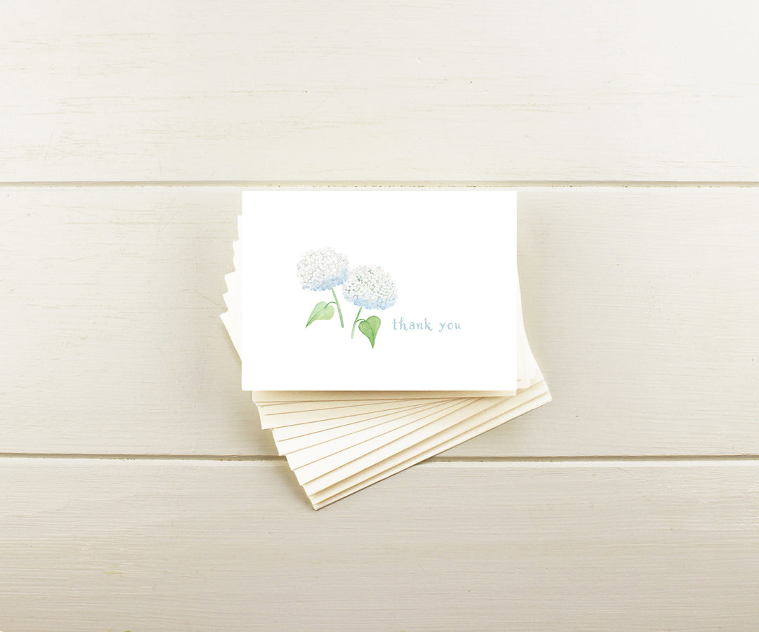 White Hydrangea Thank You Note Cards