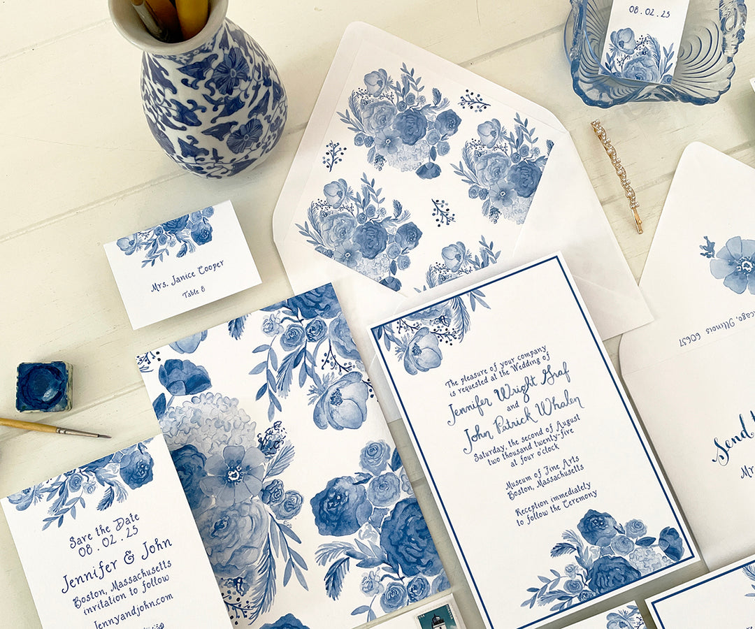 Floral Chinoiserie Wedding Invitation