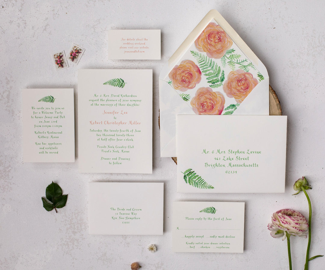 Woodland fern wedding invitation