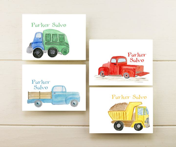 personalized work trucks note cards