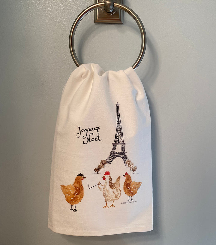 Three French Hens Tea Towel