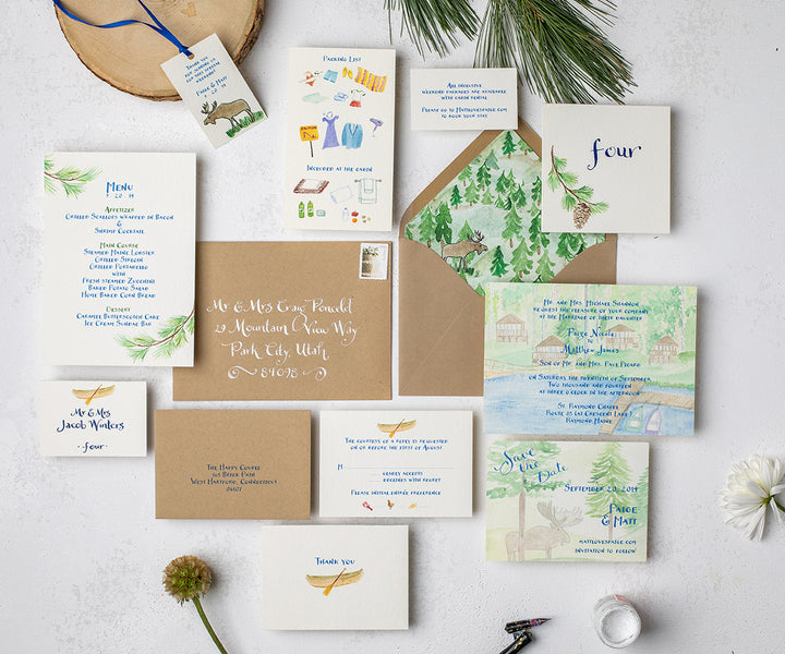 Camp wedding invitation full suite