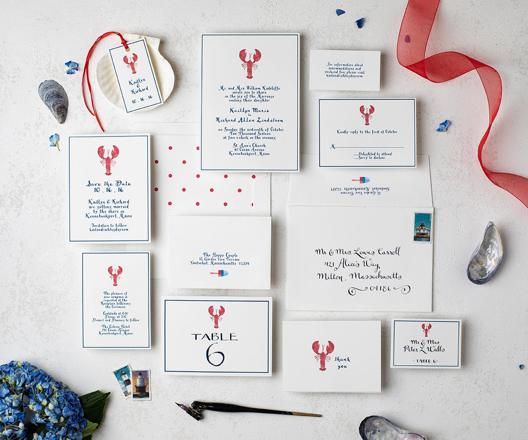 Classic Lobster wedding invitation 